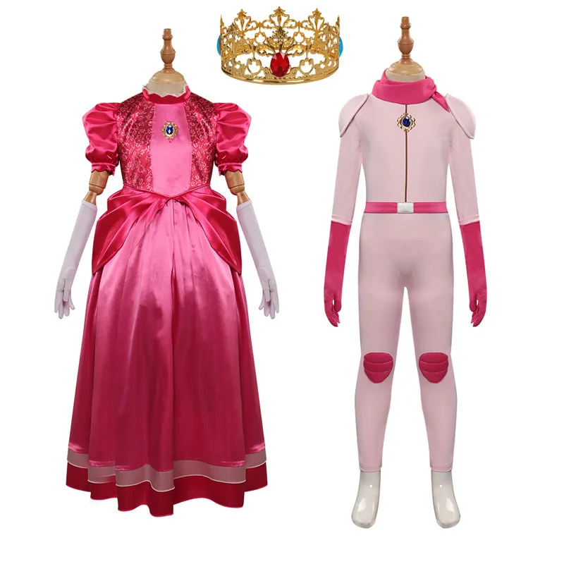 Princess Cosplay Peach Girl Women Costume Anime Game Movie Fancy Dress Up Outfits Jumpsuit Adult Halloween Disguise