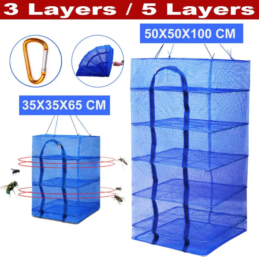 3/5 Tiers Air Drying Net Vegetable Dehydrator Fruit Meat Fishing Jerky Food Beef Closet Drying Rack for Herbs  Organizer Freshne