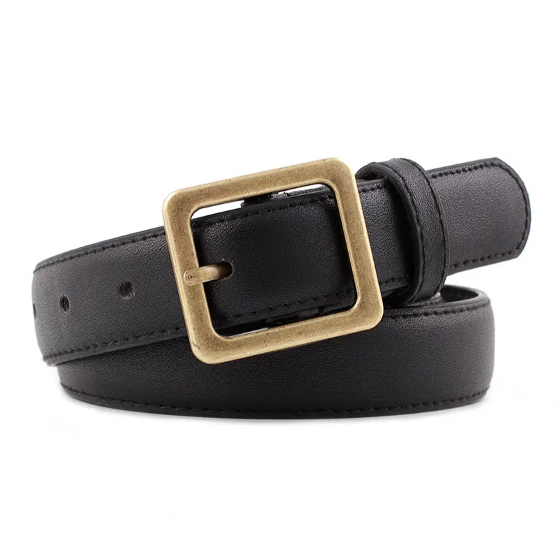 

Korean Version of The New Belt Fashion Imitation Leather Ladies Pin Buckle Decoration Versatile Round Buckle Belt Female