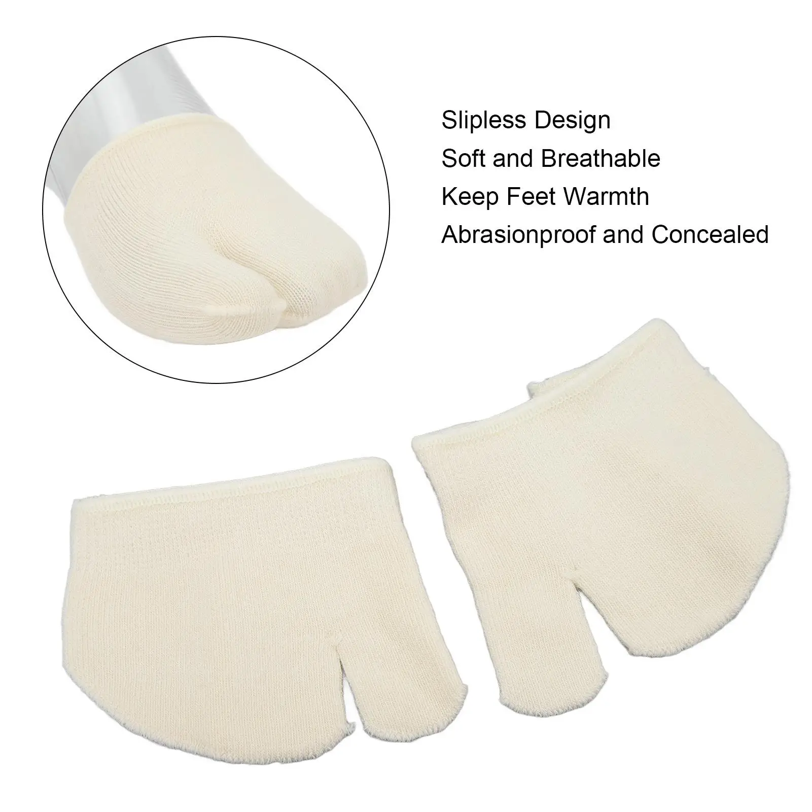 3 Pairs Half Split Toe Socks - Slipless Milk White, Skin-Friendly for daily Wear and for shoes