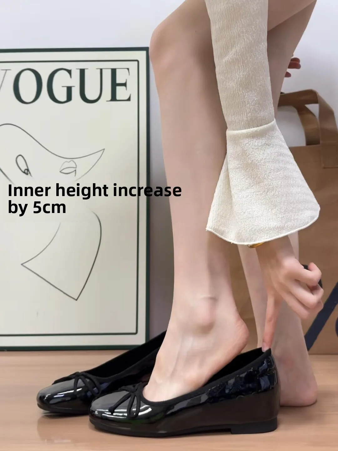 

Женские балетки из лакированной кожи с завышенным узлом из овчины, Mary Janes Commute Slip-On oes, резиновая подошва с круглым носком