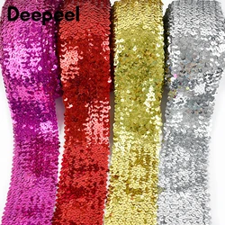 Deepeel 75mm Sequins Laces Elastic Band Garment Lace FabricTrimming Stretch Ribbon Wedding Dress Decorative Tape DIY Accessories