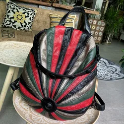 Multi color patchwork colorful backpack fashion colorful watermelon bag large hat rainbow women bag shoulder bag
