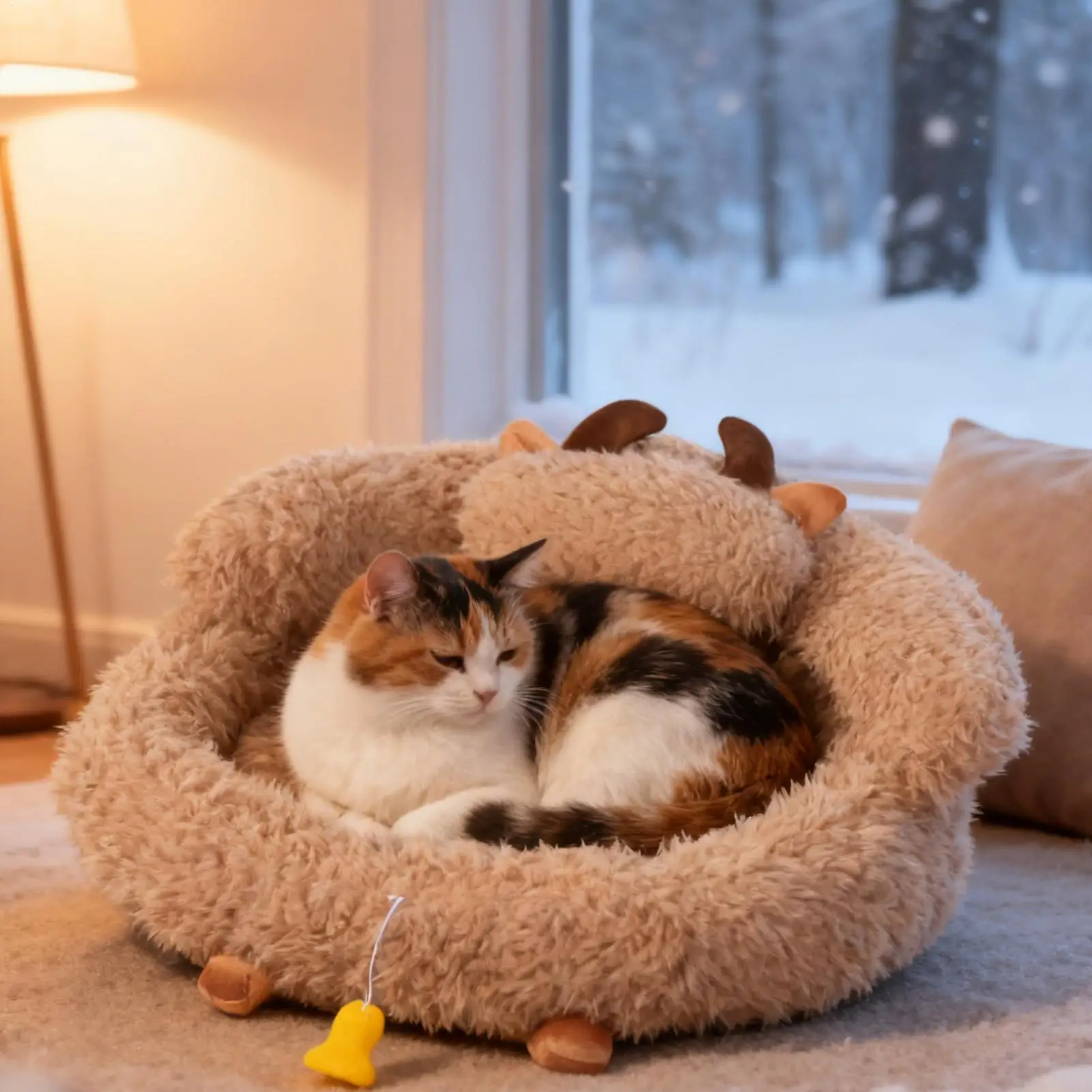 

Кровать для кошек, нескользящая плюшевая согревающая спальная гнездо, домашняя теплая кровать для котенка для кошек на открытом воздухе, Рождество, зима, снаружи, дома, путешествия, спальня