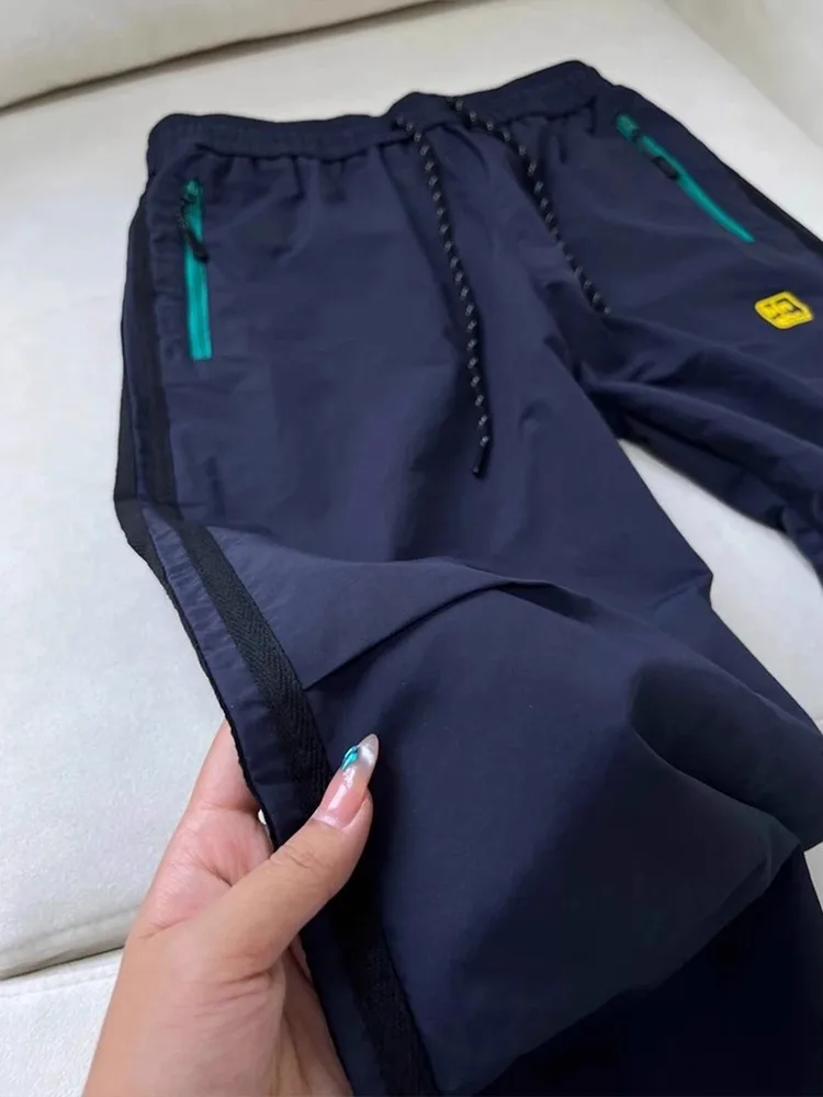 

Qui Dry Soft ell Ice Silk Men's Summer Thin Zipper Workwear Paratrooper Pants Cleanfit Sports Casual Straight Leg Trousers