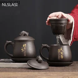 Yixing Handmade Purple Clay Teacup With Filter Tea separation Office personal Water Cup Travel Tea Set Household Drinkware 350ml