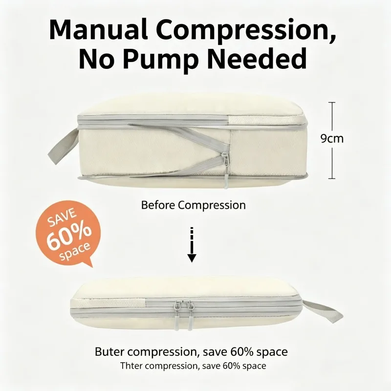 4/6/8 PCS Travel Compression Packing Cubes Portable Waterproof Nylon Luggage Packing Clothes Organizer Suitcase Storage Bags