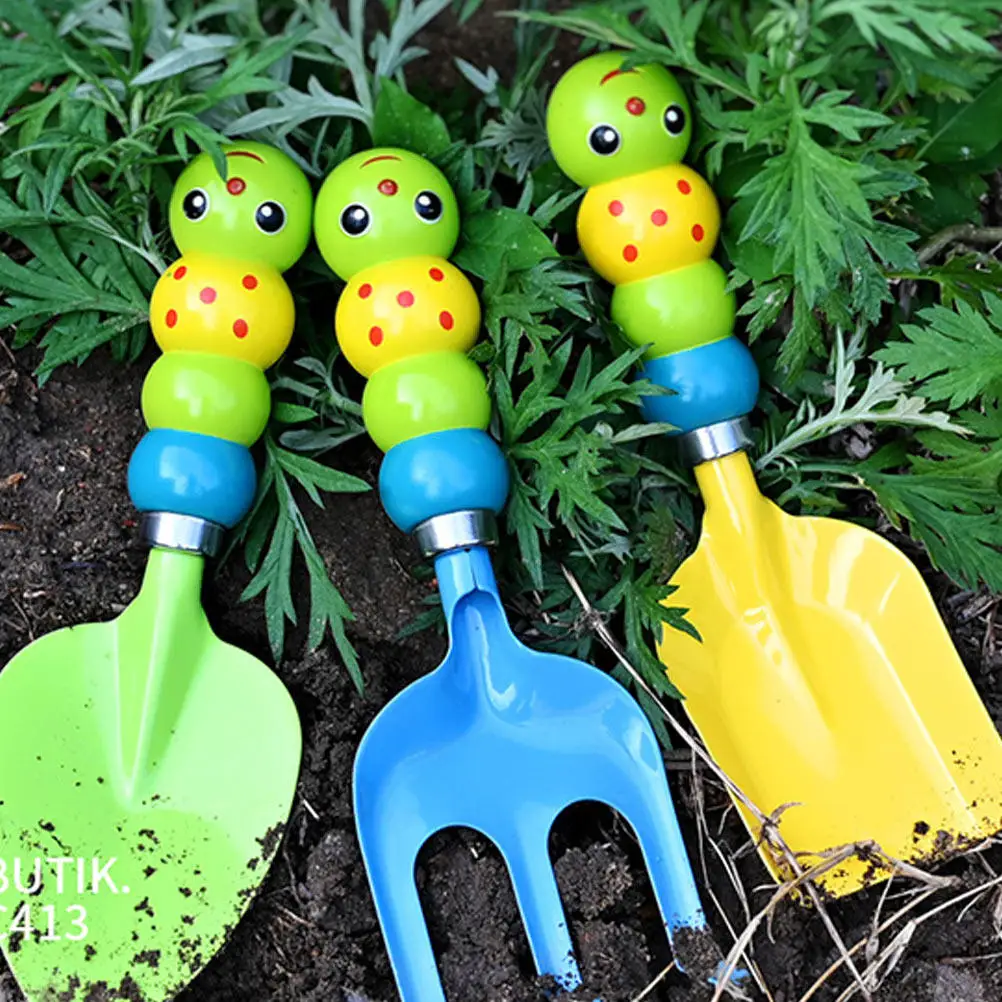 3Pcs Kids Shovel Rake Set Portable Beach Sand Gardening Tool Kit for Outdoor Play Soil Digging Sculpting and Frost-Free Winter
