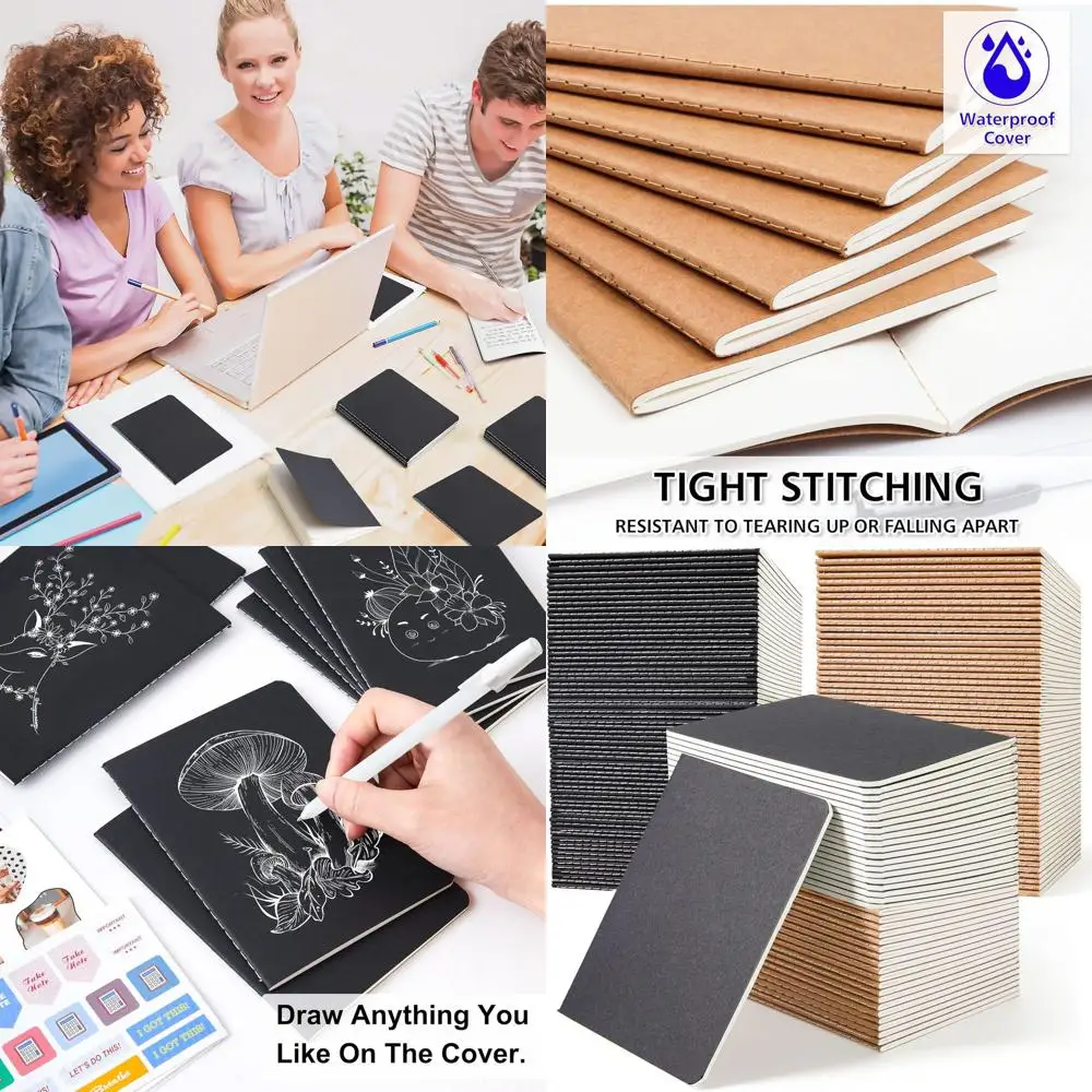 Quaderni di schizzi A6 sfoderati, quaderni Kraft da 48 pagine per disegnare, scrivere e appunti, ideali per bambini, studenti e ufficio