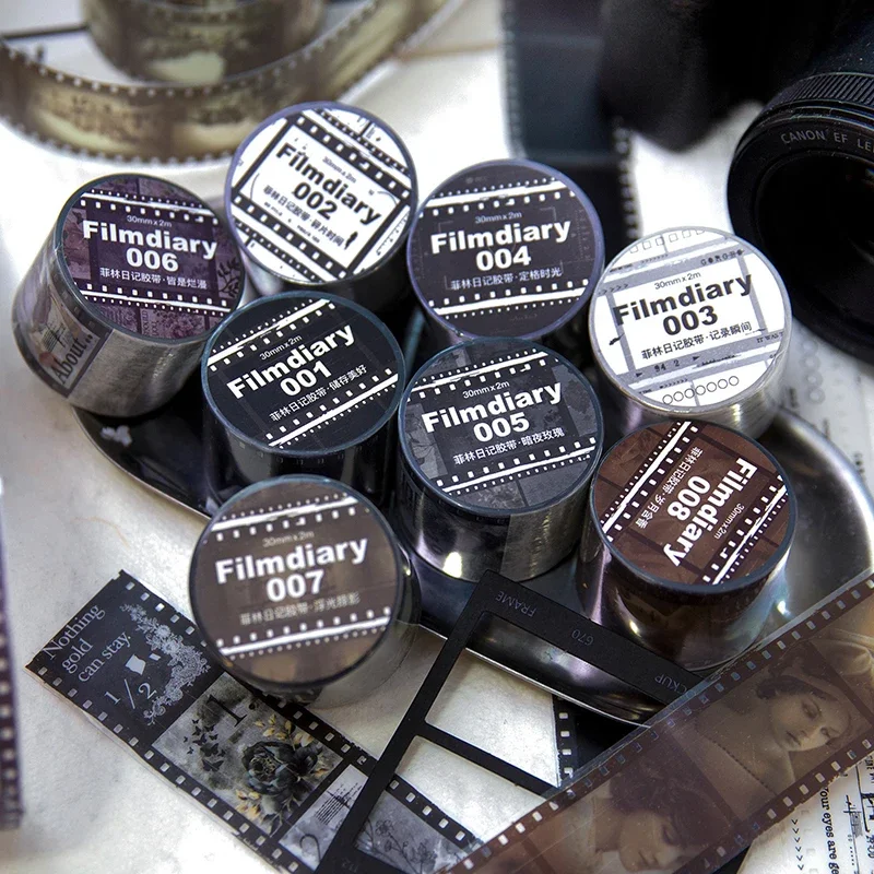Journamm 30mm*2m Vintage Film Series PET Tapes DIY Scrapbooking Decor Junk Journal Collage Stationery Planner Tapes