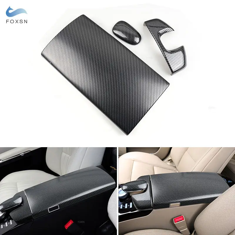 

ABS Carbon Fiber Texture Center Control Armrest Box Phone Cover Dial Pad Housing Trim For Mercedes Benz S Class W221 2008 - 2012