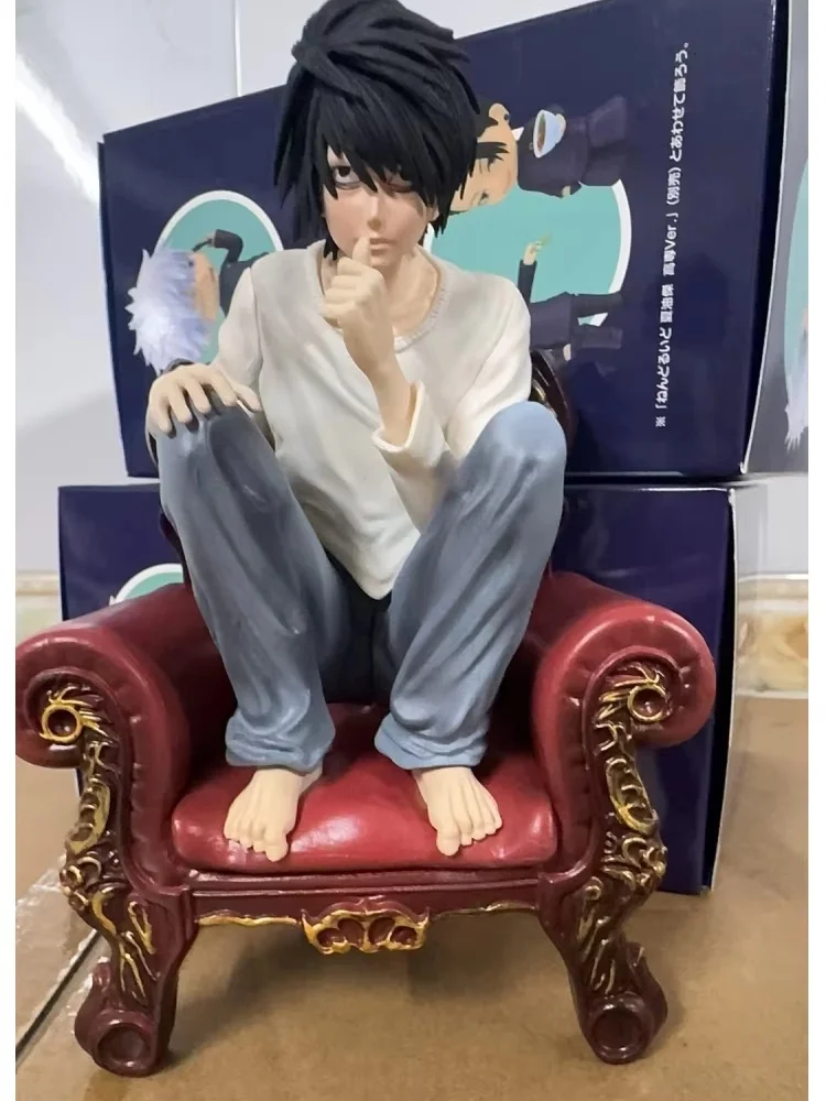 

In Stock Full Painted Death Note L. Lawliet Squatting Sofa Figurine Model Death Note Figure Character Anime Toy Random
