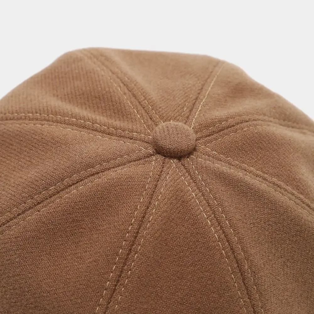 Casual British Style Pu Leather Beret Brown Retro Suede Octagonal Hat Korean Style Belt Buckle Artist Hat Autumn