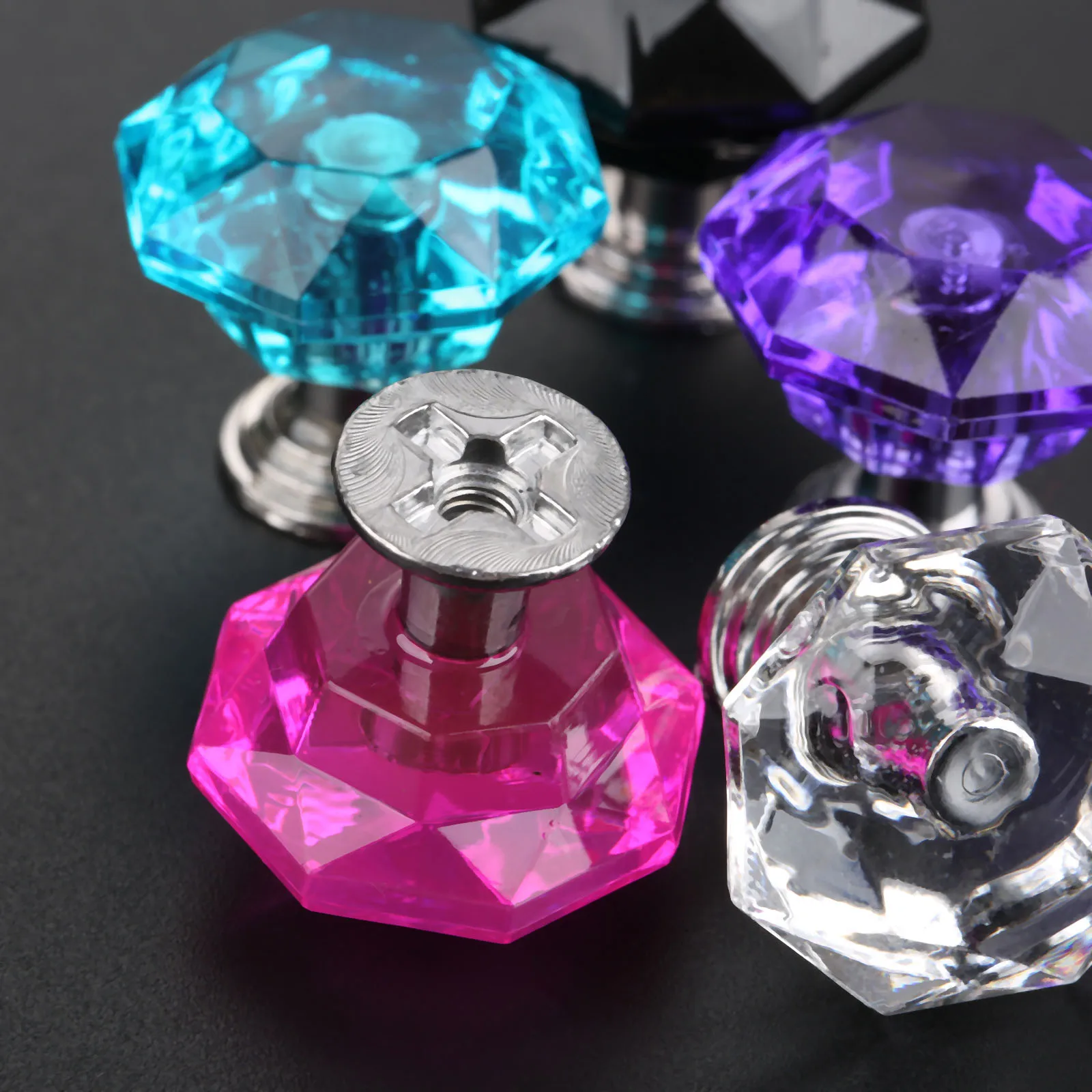 24mm Elegant Crystal Cabinet Door Knob Drawer Cupboard Wardrobe Pull Handle Transparent Furniture Mini Knobs and Handles