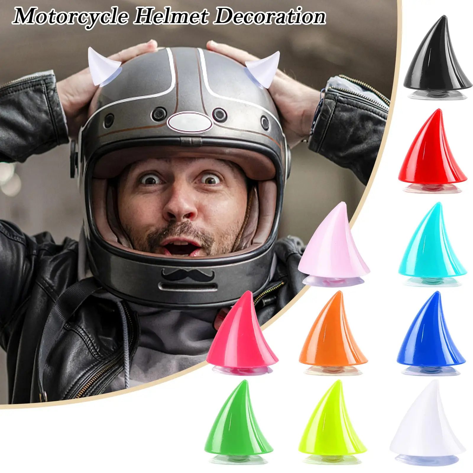 1Pc Motorcycle Helmet Cool Devil Ox Horn Decor Suction Cup Headwear Accessory Bike Car Styling Decoration