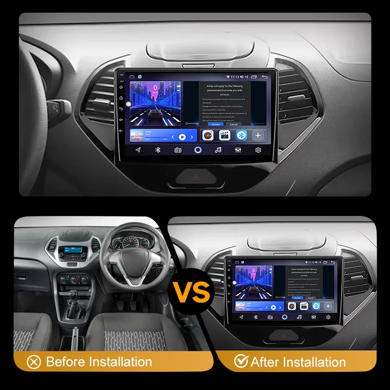 2Din Car Autoradio Multimedia Carplay Android12 For Ford Figo Aspire Freestyle 2015-2021 4G Wireless Navigation GPS Stero Player