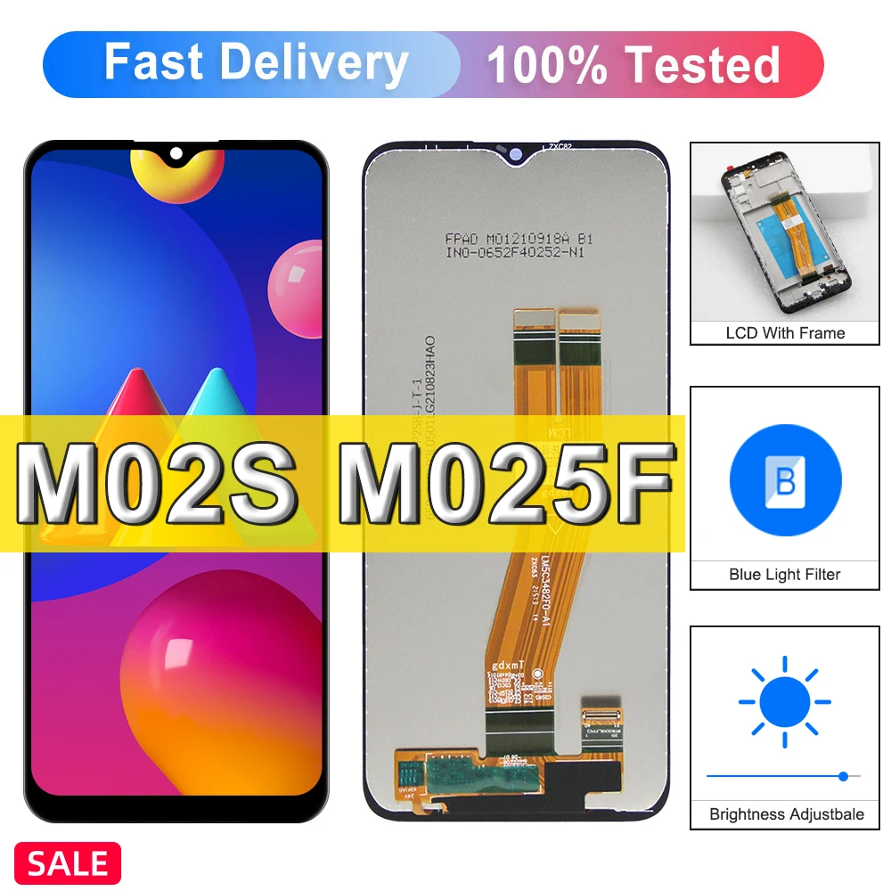 Pop 6,5-дюймовый дисплей M02S для Samsung M02s, ЖК-дисплей, сенсорный экран с рамкой для Samsung M02S SM-M025F/DS, M025F, замена дисплея Pop 6,5-дюймовый дисплей M02S для Samsung M02s, ЖК-дисплей, сенсорный экран с рамкой для Samsung M02S SM-M025F/DS, M025F, замена дисплея