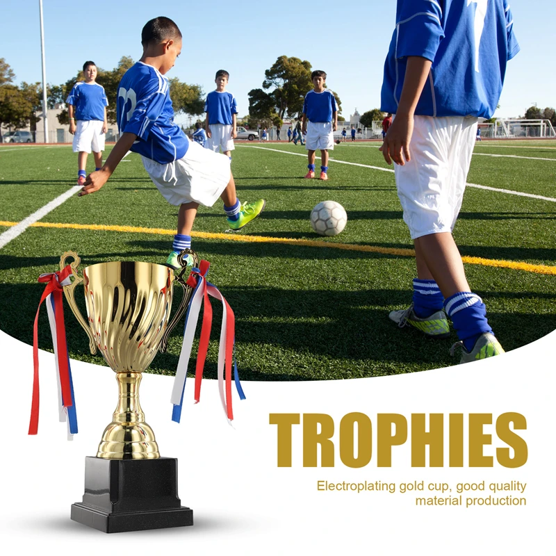 Copa de trofeo de oro de 11,4 pulgadas para competiciones de reunión deportiva, premios de equipo de ganador de fútbol y favores de fiestas de competición