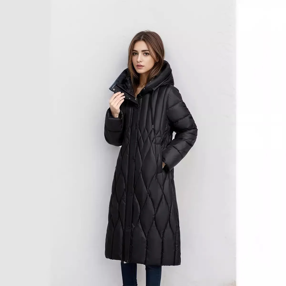 Women\'s Winter Parka Female Slim Fit Cotton Jacket For Women Long Thick Hooded Jacket Over The Knee Cotton Coats Outerwear