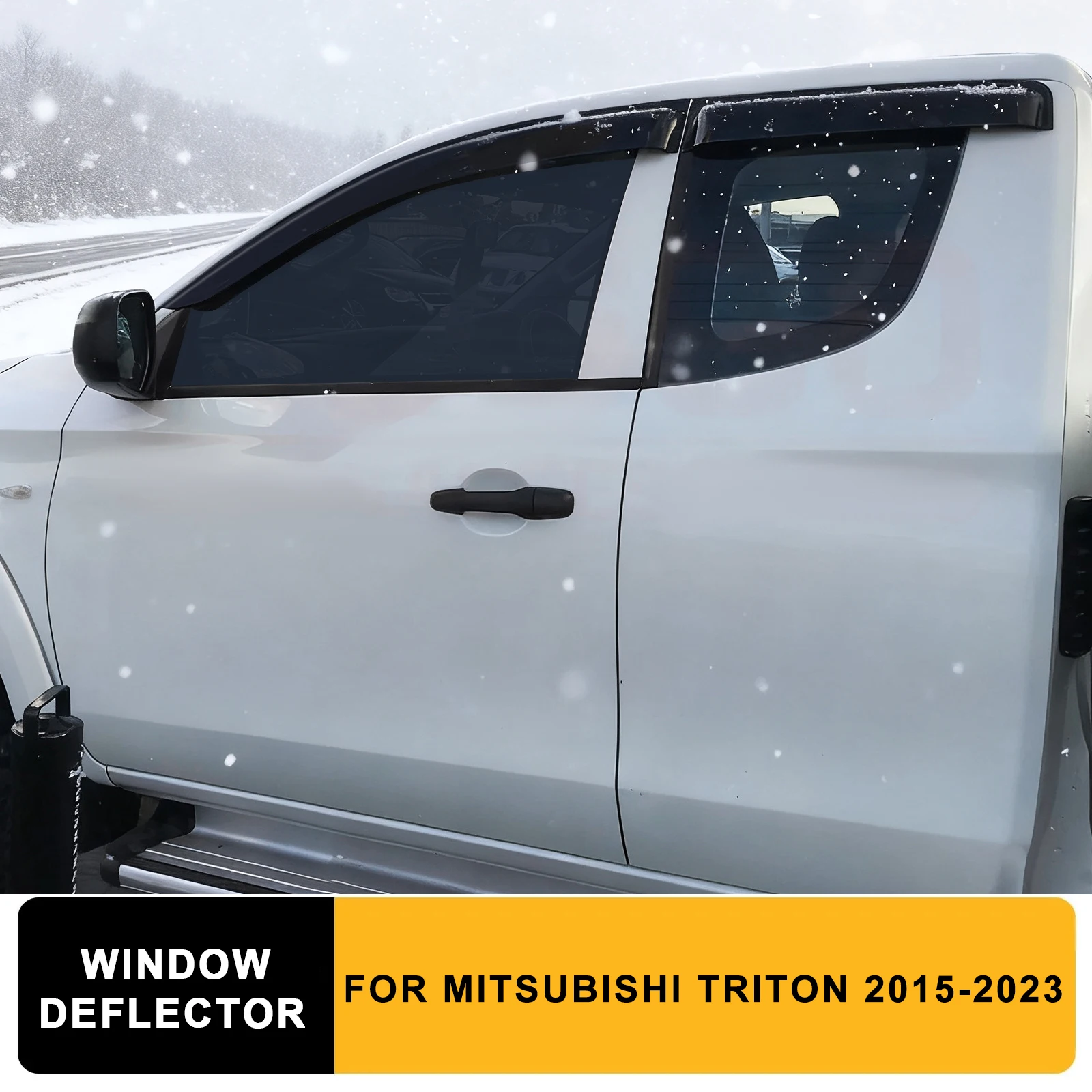 

Side Window Visors Extra Cab Wind Deflectors For Mitsubishi L200 Triton 2015-2023 Sun Rain Guards Weather Shield Car Accessories