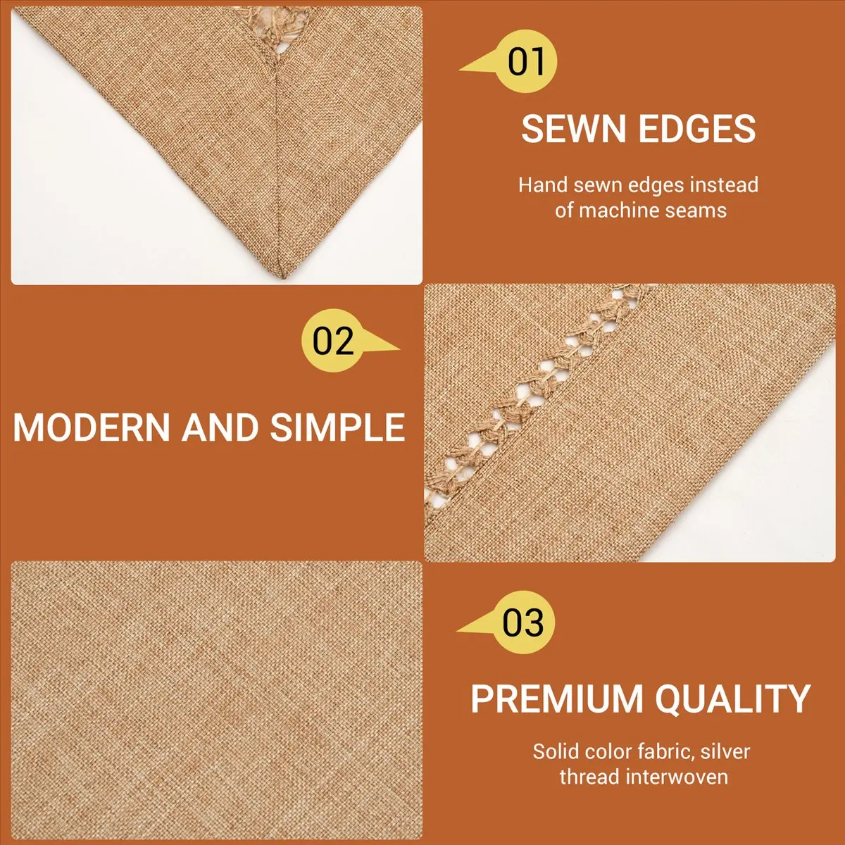 

Безаботные шарфы для обеденного стола с прошивкой вручную, комодные шарфы, плетение серебряной нити (темно-бежевый, дорожки для стола 12 x 72)