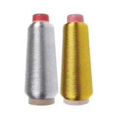 Metallic Thread Embroidery Gold Silver Machine Embroidery Threads Polyester Sewing Thread Spools for Embroidery