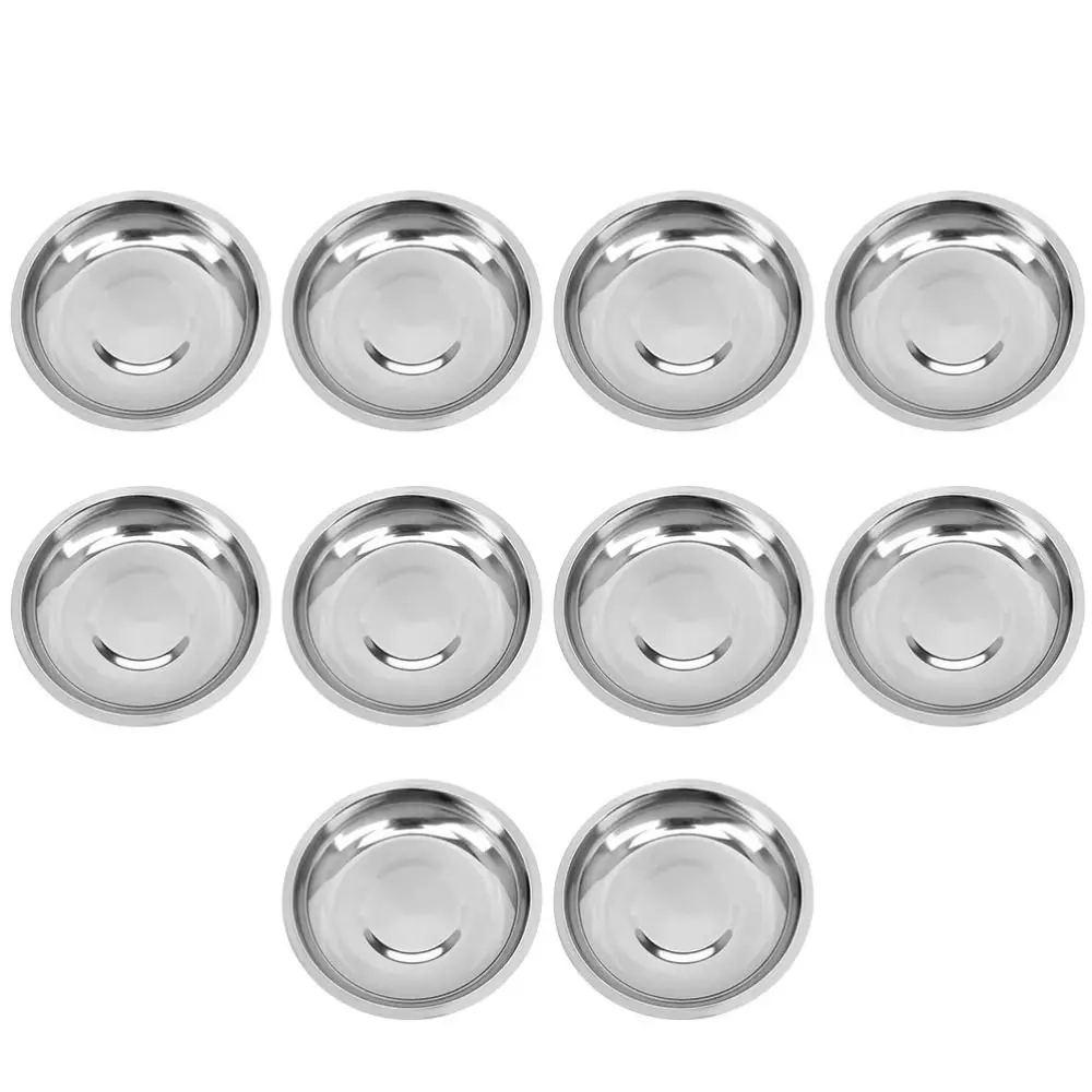 

Multifunctional Stainless Steel Food Snacks Seasoning Dishes Round Silver Small Sauce Dish Mini Appetizer Condiment Tray Salt