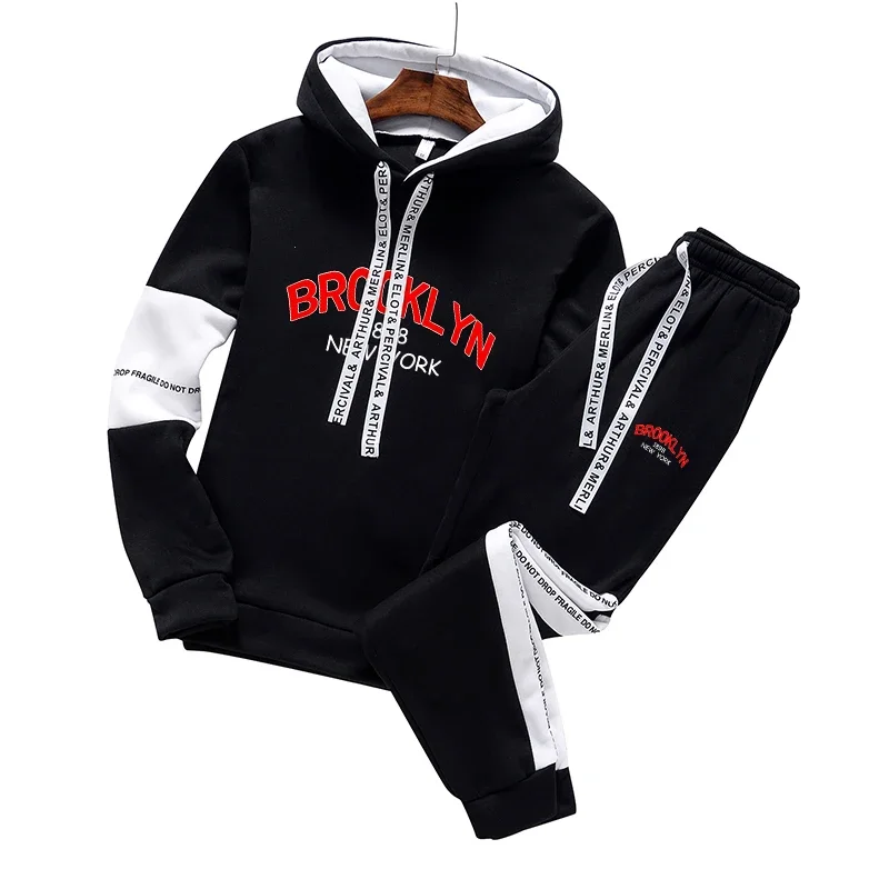 Printing Mens Tracksuit Fashion Hooded Sweatshirt Black White Versatile Suit or Tops or Pants Simplicity Casual Sportswear S-3XL