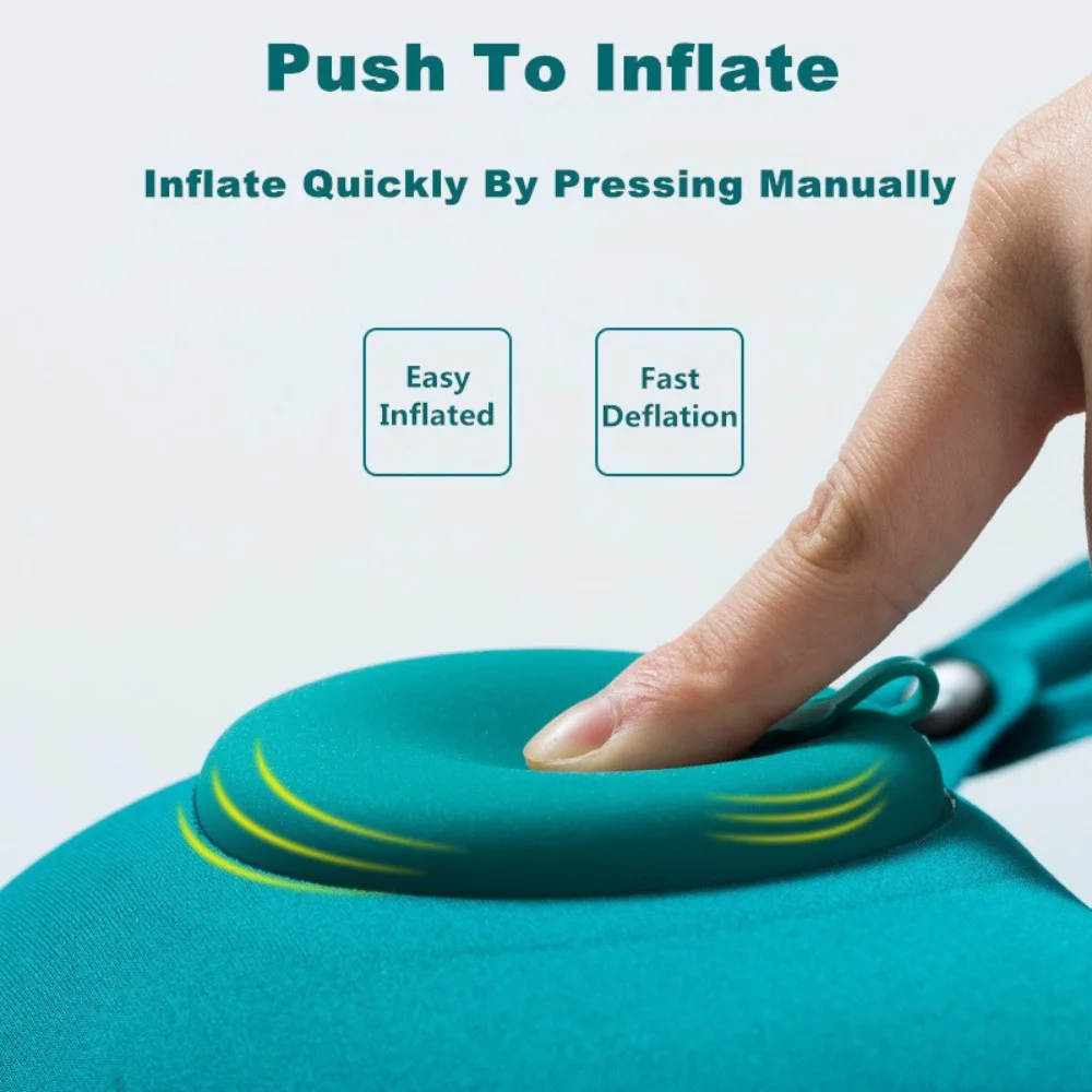 U Shape Neck Cushion Automatic Air Inflatable Pillow Compress Ring Pillow For Airplane Car Outdoor Travel