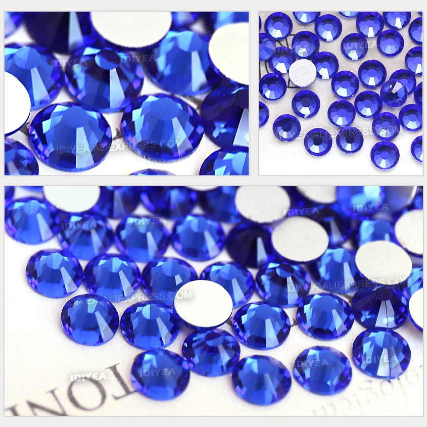Sapphire ss3-ss30 Non Hot Fix Rhinestones For Diy 3D Nail Crystals Glitters Strass Glass Sticker For Manicure Art Decor