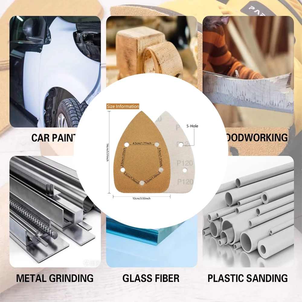 

52 шт. 98x140x140 мм желтый треугольный набор наждачной бумаги на липучке шлифовальные листы для полировки дерева и металла автомобиля