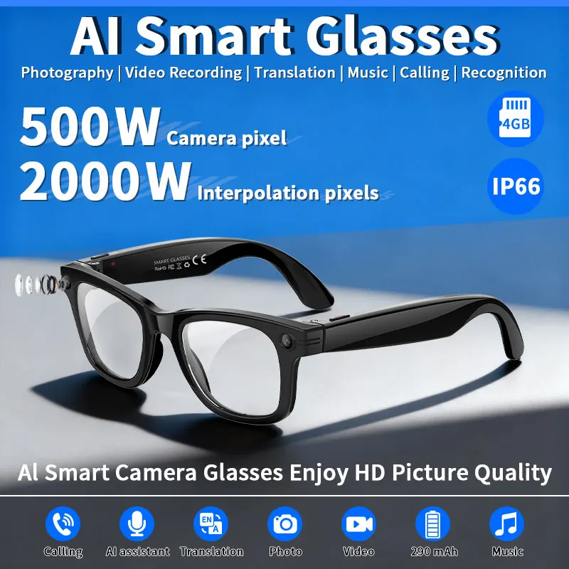 LIGE Kamera Video Smart Brille Männer AI Stimme Assistent Brillen Übersetzung Bluetooth Anruf WIFI Übertragung Foto Brille Neue