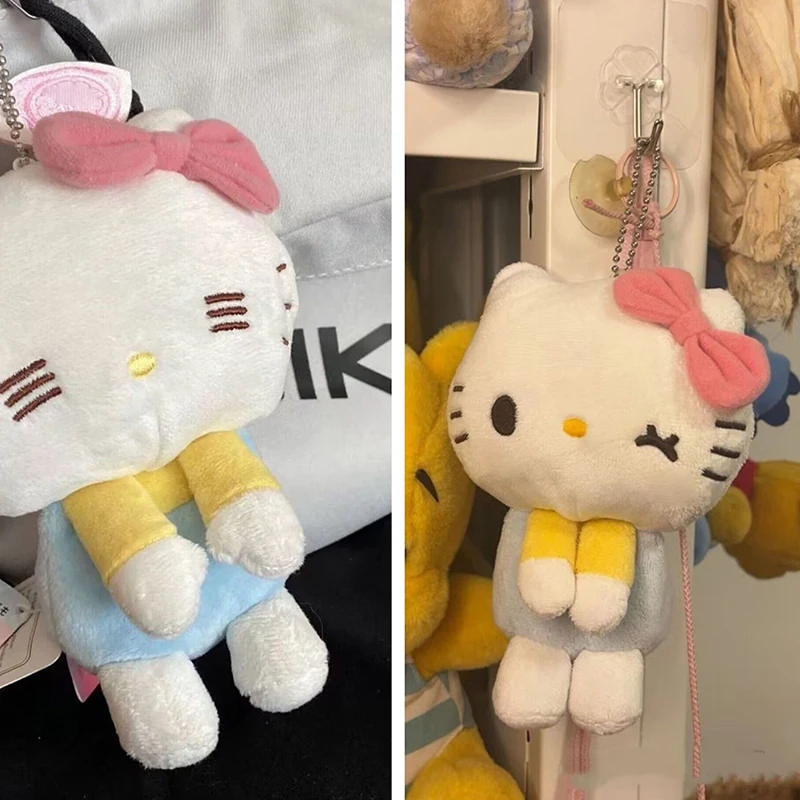 1 pz Sanrio Kawaii Hello Kitty peluche carino portachiavi Kt peluche bambola ciondolo regalo di compleanno accessori zaino