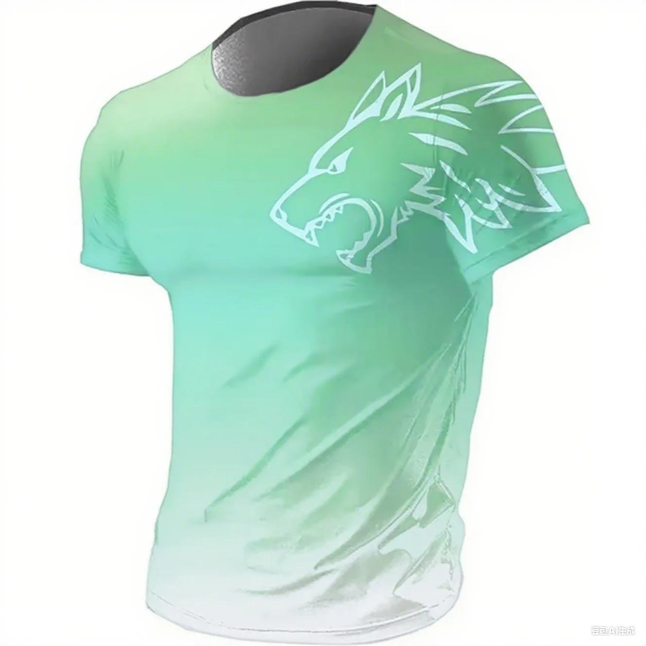 T-Shirts für Herren, Fitness, Sportbekleidung, 2024, Sommer, Vintage, Herren, 3D-gedruckt, schnell trocknend, Farbverlaufs-T-Shirt, Tier-Wolf, kurze Ärmel