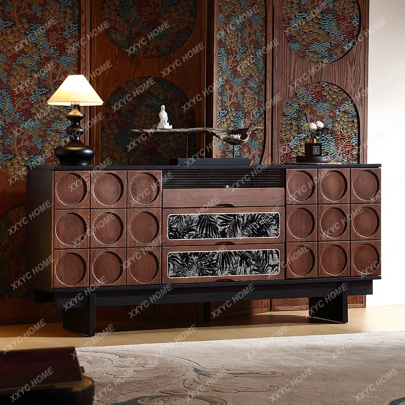 

1SsS20 Ретро-тумба из массива дерева для столовой, пристенная, средневековый резной чайный шкаф, тумба для хранения в гостиной, тумба для прихожей