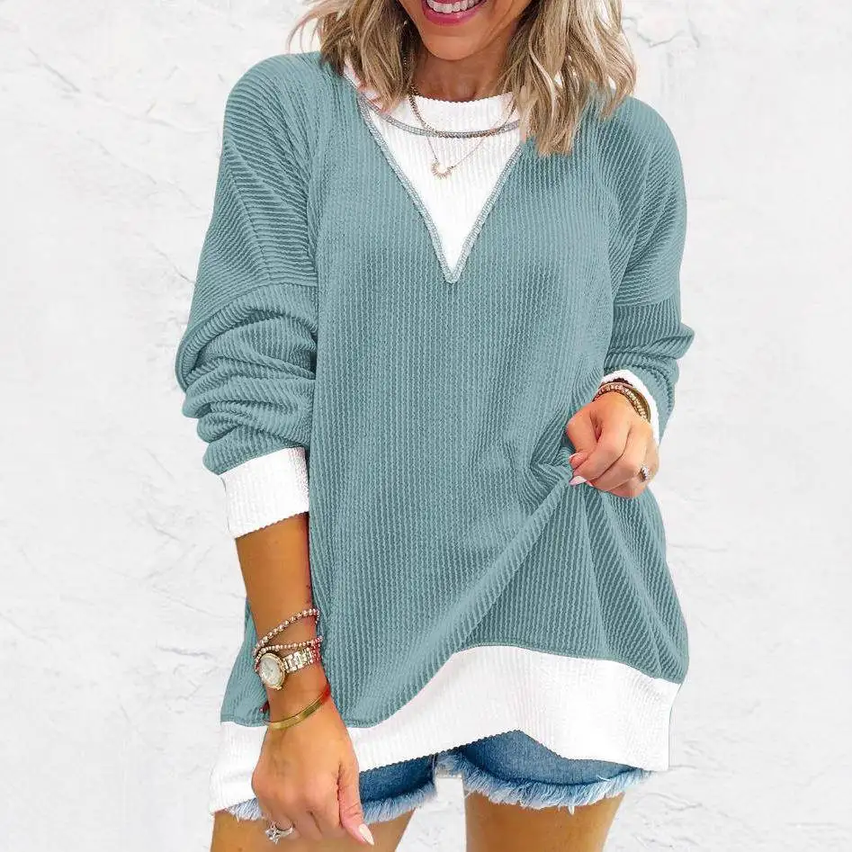 Décontracté ample Long Sve rond Ne couleur Blo pull torsion bande femmes automne nouveau Sle confortable Polyester à capuche