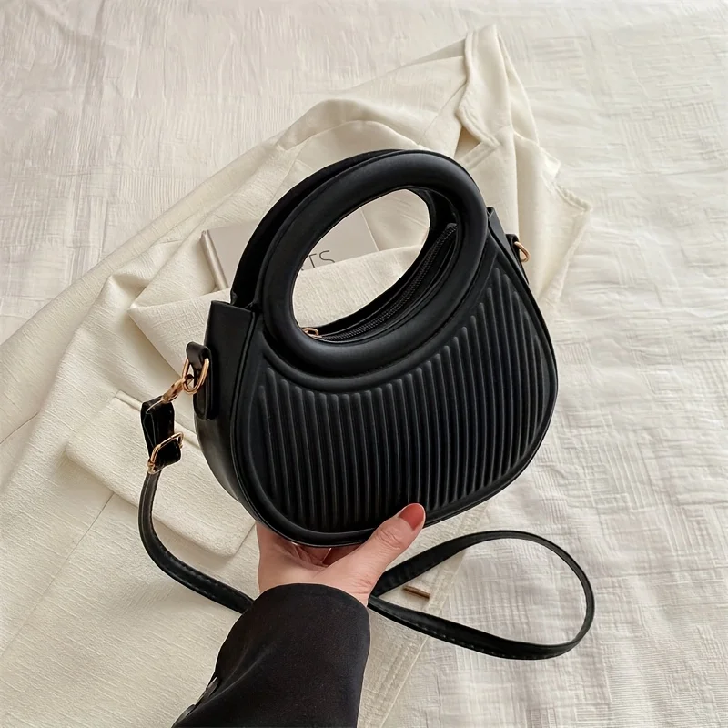 Fashion Striped Handbag, Niche Design Novelty Purse, Simple Mini Crossbody Bag for Women, Casual and Versatile Women's Bag