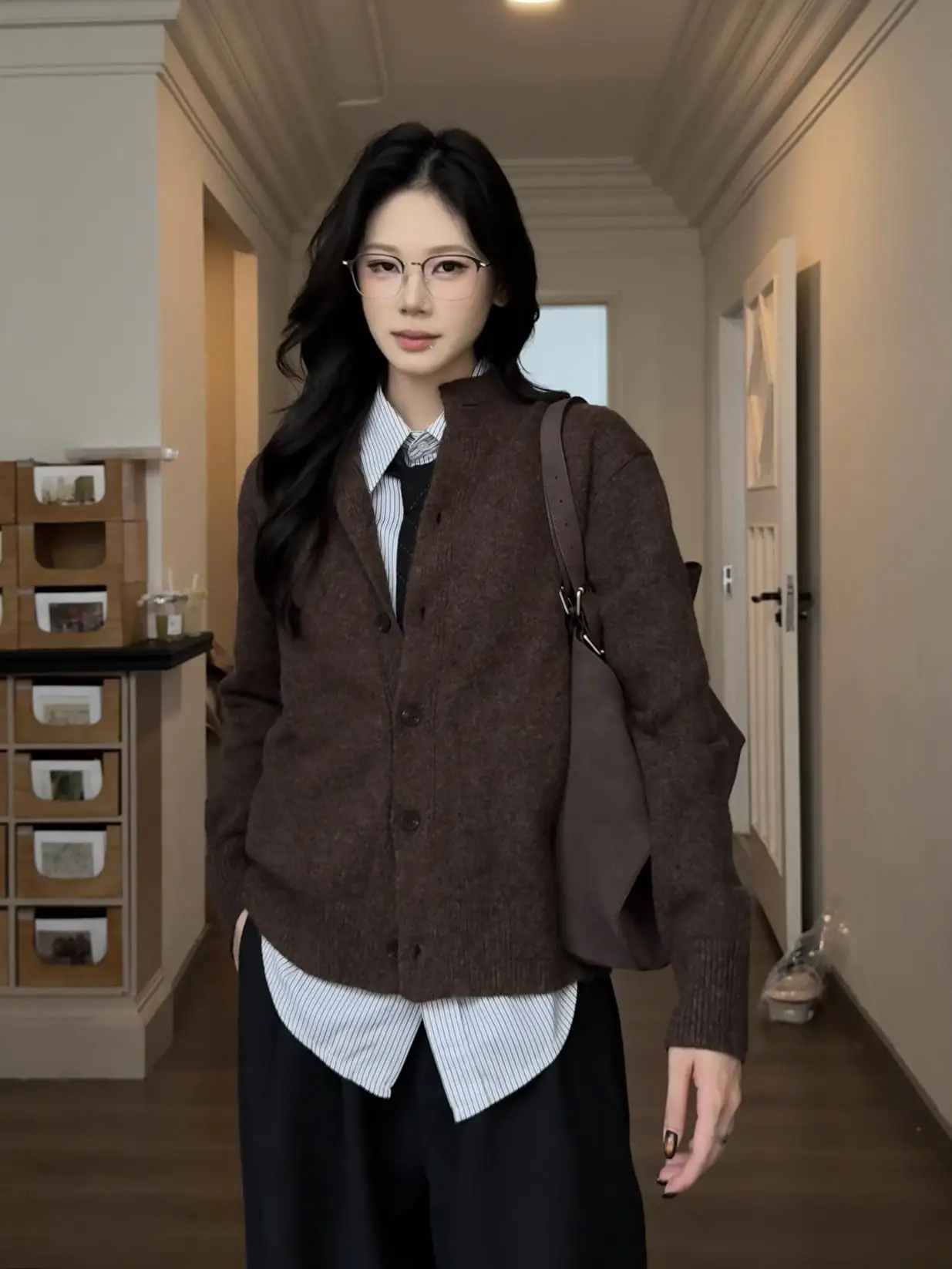 

Cleanfit Knitted Cardigan f High Collar Wool Blend Sweater Men Women Autumn Casual Loose Fit Long Sve V Ne Color