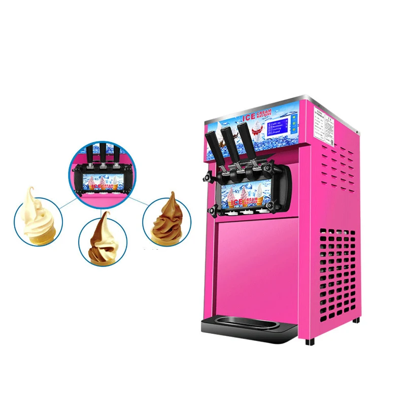 

Small Size Soft Ice Cream Machine Large Output Continuous Three-color Desktop Ice Cream Machine