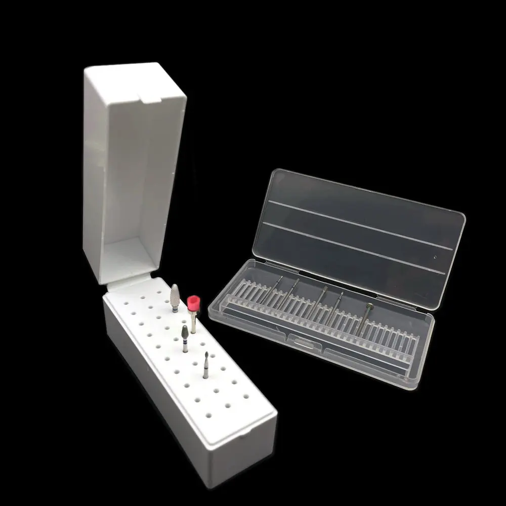 10/20/30 Slots Clear Storage Box For Nail Drill Bit Files Holder Container Case Display Nail Accessorie Tool