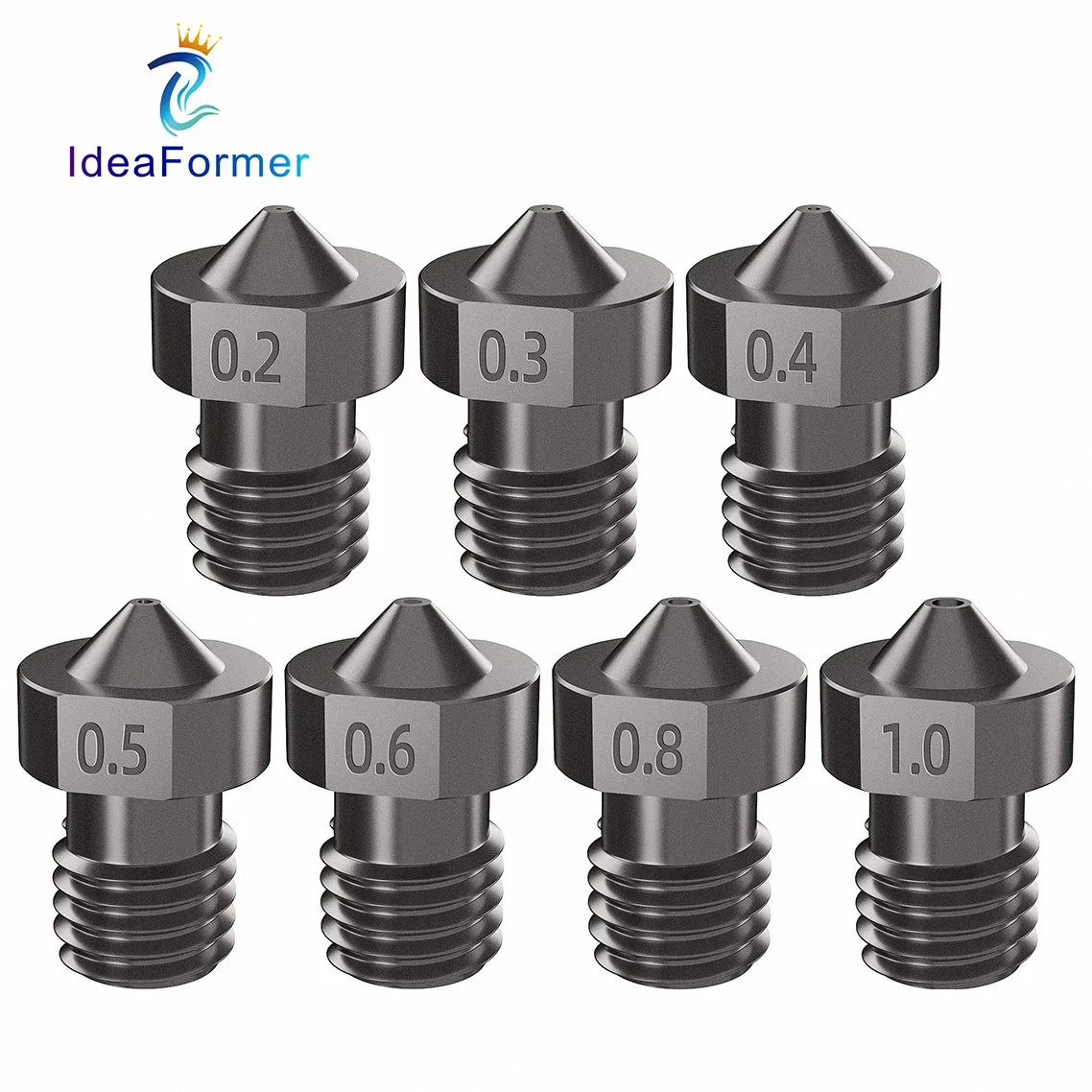 

V6 Nozzle Hardened Steel 0.2/0.4/0.6/0.8/1mm 1.75mm Filament M6 3D Printer Nozzle For Ender 3 Hotend Titan Extruder Prusa i3 MK3