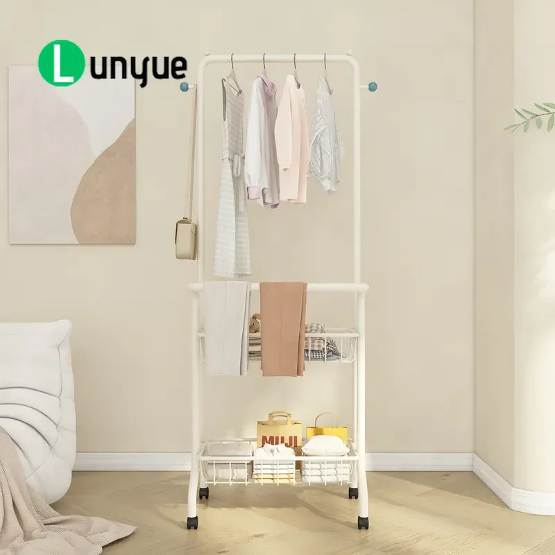 Removable Floor Coat Rack for Living Room Bedroom Indoor Clothes Hanger Stand Household Integrated Drying Rack Space Saving