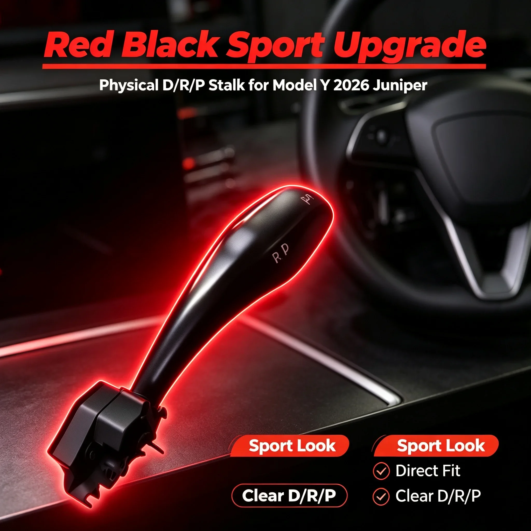 Smart Gear Stalk For Tesla Model Y Juniper  2026 Physical Drive Gear Selector Stalk Shift Lever Retrofit Kit D/P/R Gearshift