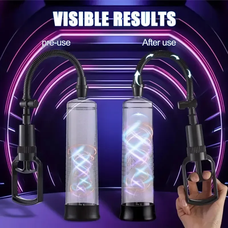 1 قطعة مضخة تفريغ القضيب دليل القضيب تمديد مضخة الضغط جهاز الكبار الذكور اللعب مع أكمام شفط مضخة القضيب اليدوية للبالغين