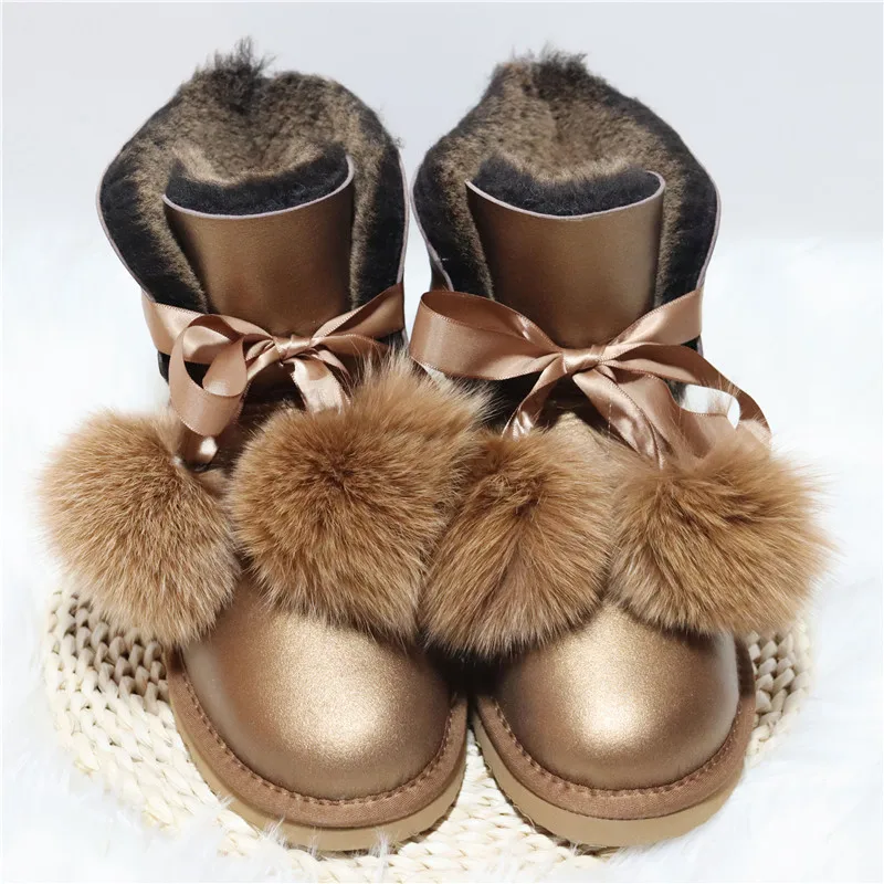 

Natural Sheepskin Leather 2023 Shoes Women Snow Boots Real Wool Genuine Sheepskin Leather Natural Fur Non-Slip Women Boots