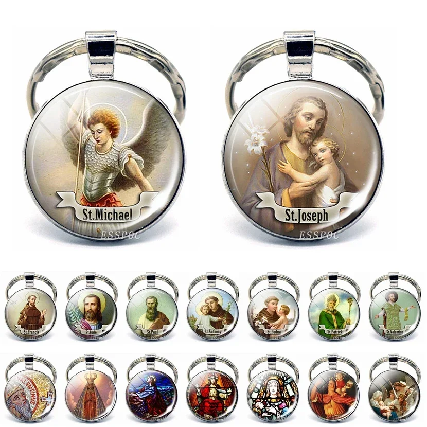 Christian Keychain Son of God Jesus Key Rings Glass Cabochon Jewelry Christian Key Chain Pendant Blessed Women Men Gifts