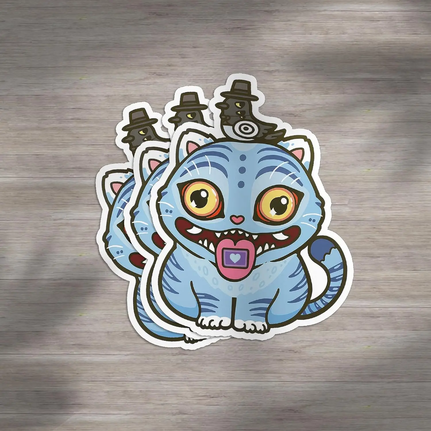 

3pcs Derpy Blue Tiger Korean Pop Hunters Sticker Decal Notebook Car Laptop