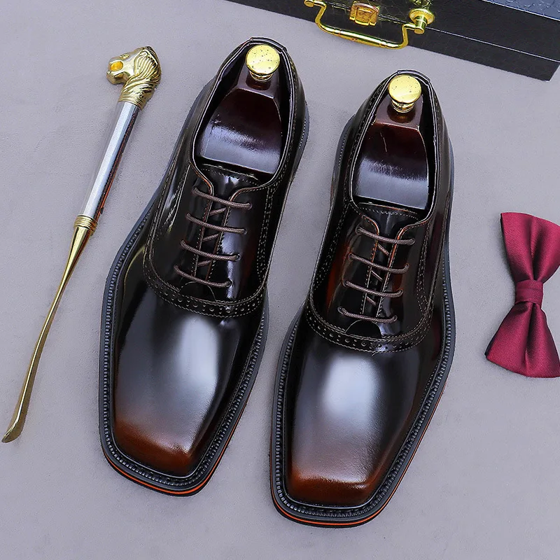 Classic Genuine Leather Carving Brogues Low Top Formal Dress Shoes High Quality Casual Footwear Comfortable for Daily Office New