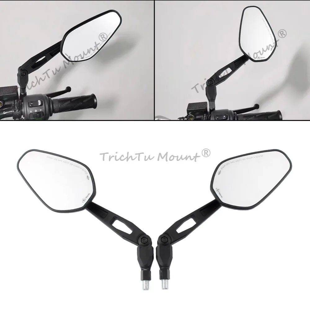 1Set Handlebar Rearview View Mirrors For All Motorcycles/Scooters/Atv 10Mm Right Hand Thread Matte White Glass Abs Plastic Black