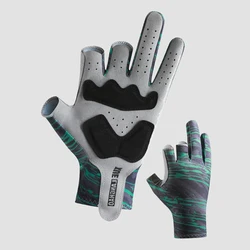 Sunscreen gloves for men, summer ice silk thin design, fishing anti slip leakage, two finger breathable anti slip touch screen,